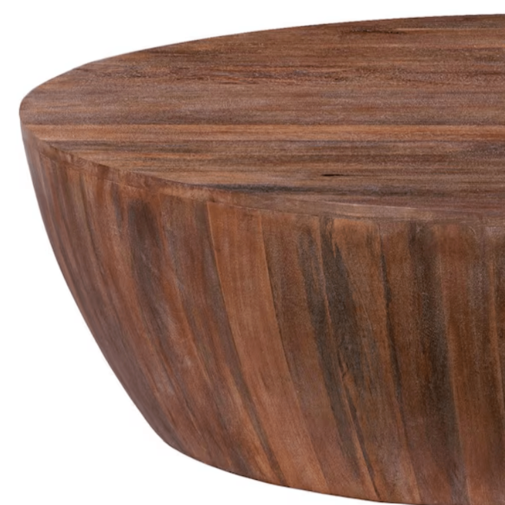 Arthur 48 in. Brown Round Mango Wood Handcarved Coffee Table - Image 2